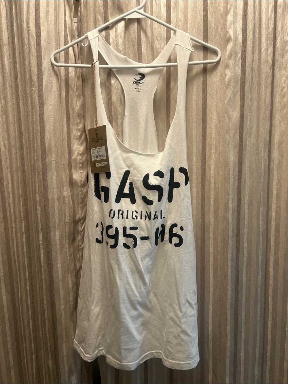 GASP Men’s Original Stringer Tank Top White, Size XXL